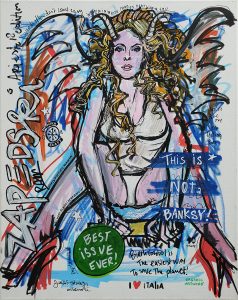 Zapedski socially engaged original art under 250 on cotton canvas created with paint markers